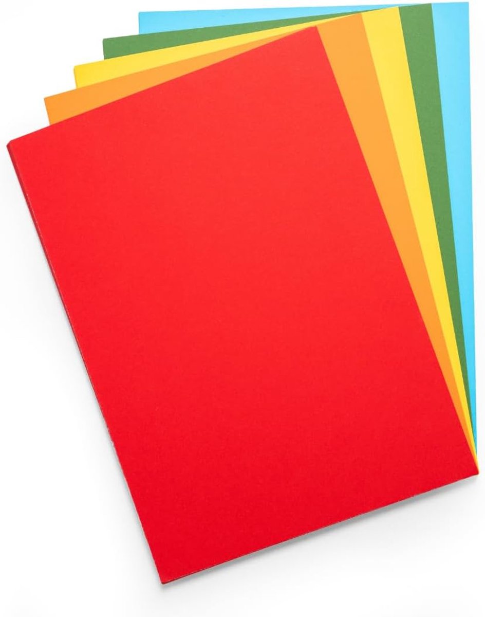 Kaart + Craft A4 160 GSM, heldere regenboog gekleurde kaart (verpakking van 50 vellen) geassorteerd voor kinderkunst en knutselactiviteiten