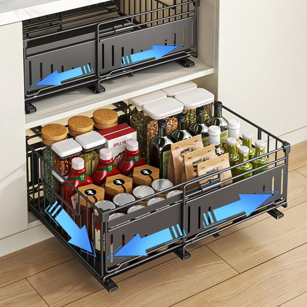 Omgoods - Pull-out Cabinet Organizer - Metaal Uittrekbare Opbergrek voor Keuken