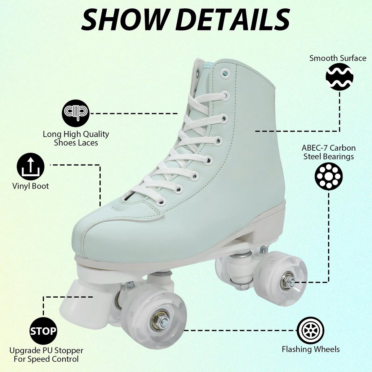 Omgoods - Roller Skates voor Vrouwen en Meisjes - Mintgroene Vierwielige Skates