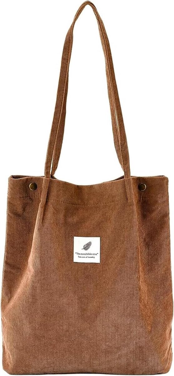 Tote Bag van Corduroy voor Vrouwen, Grote Shopper met Schouderriem, Ideaal voor Strand en Dagelijks Gebruik