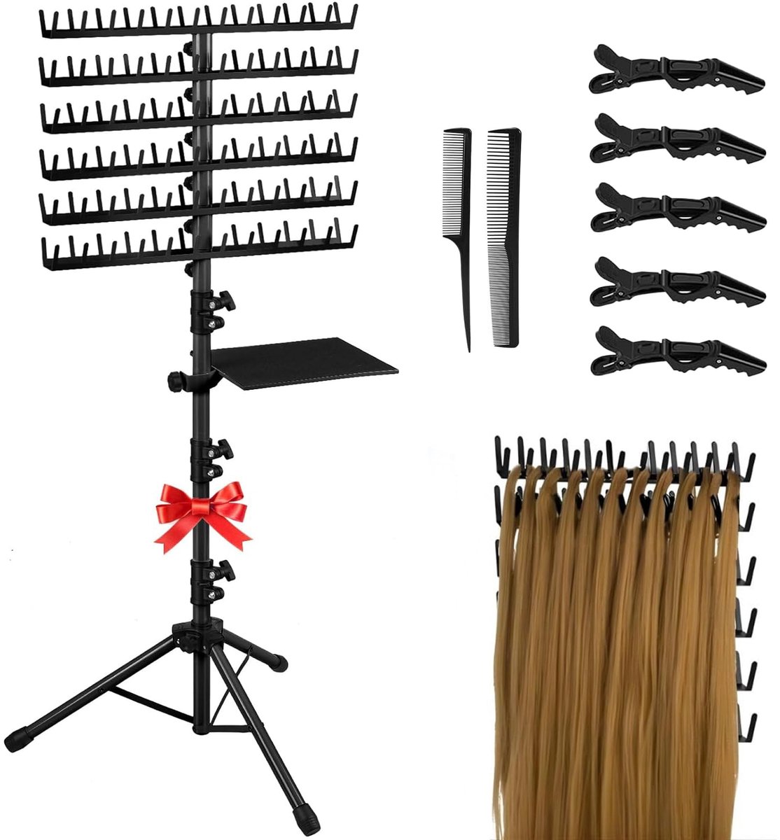 Omgoods - Verstelbare Haar Extension Hanger met 144 Pinnen - Dubbelzijdige Braid Stand