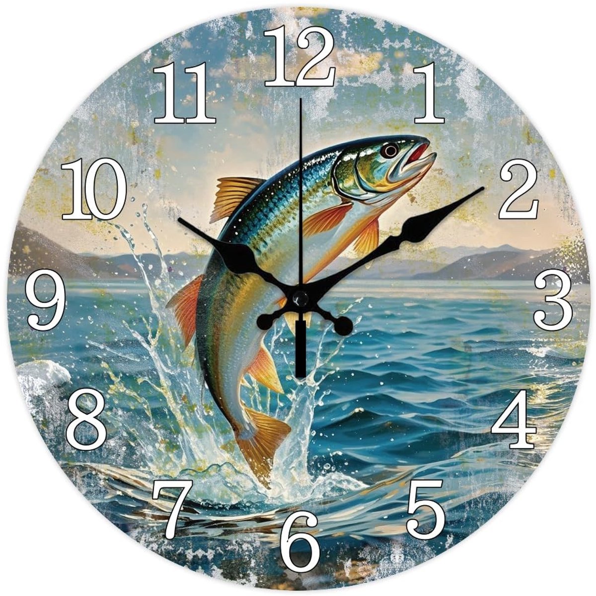 Omgoods - Retro Regenboog Forel Wandklok - 30 cm Stille Klok voor Slaapkamer en Woonkamer