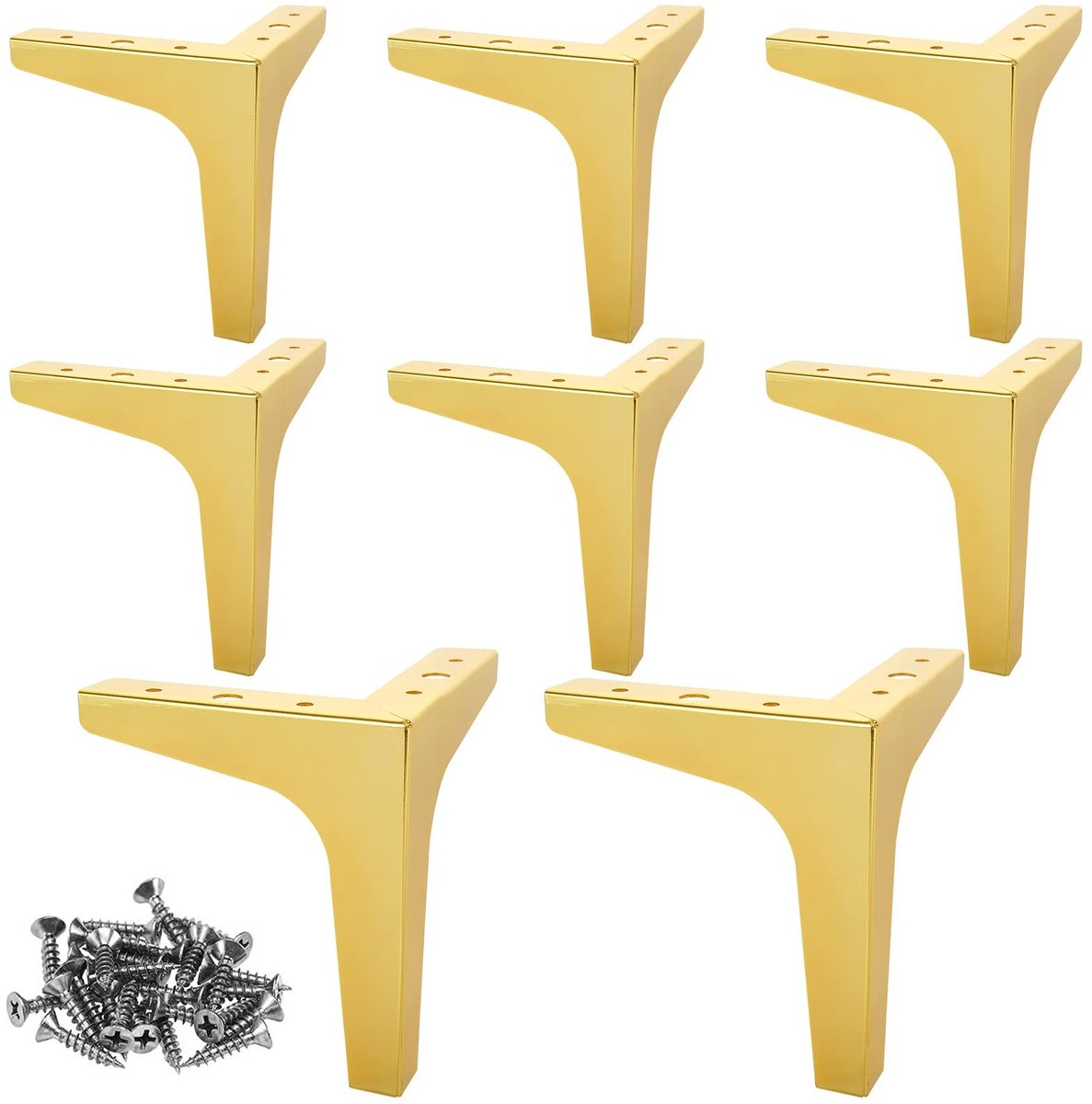 Omgoods - 8 Gold Metal Furniture Legs - 15 cm Triangle Base voor Meubels