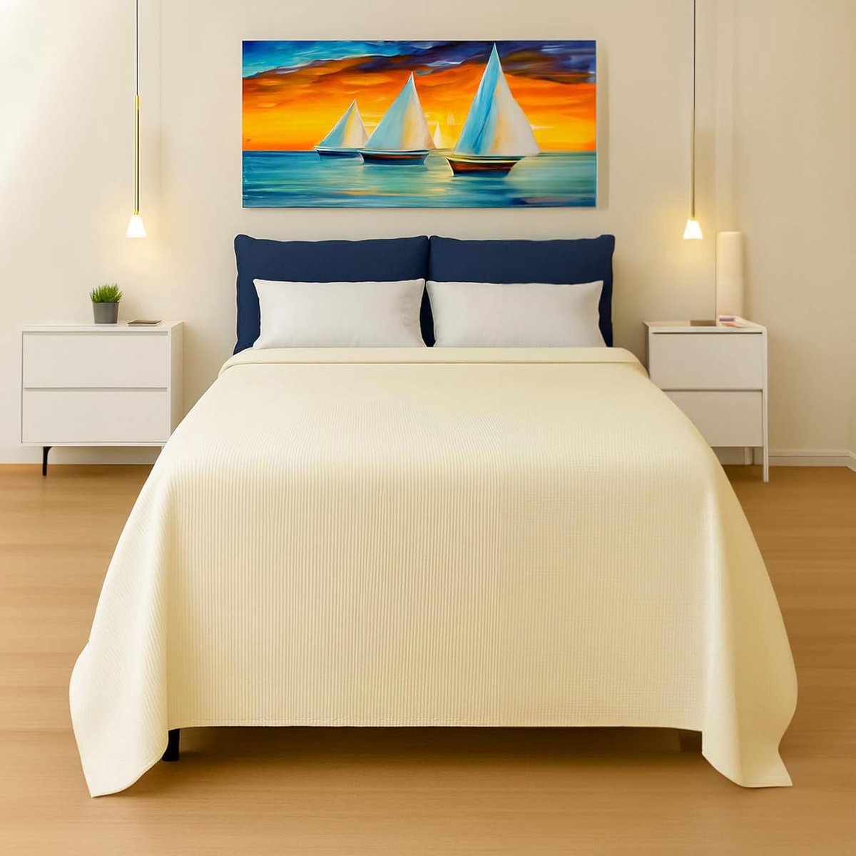 Omgoods - Byour3 Bedsprei voor Tweepersoonsbed - Katoenmix, Jacquard Meubel, Hypoallergeen - Ottoman Ivoor