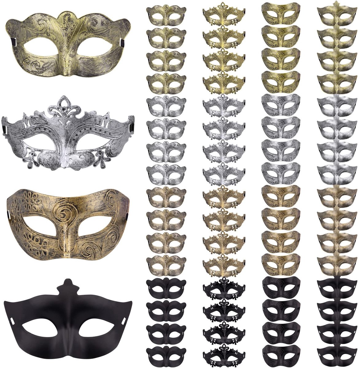 Omgoods - 64pcs Vintage Antieke Venitiaanse Maskers voor Halloween en Carnaval