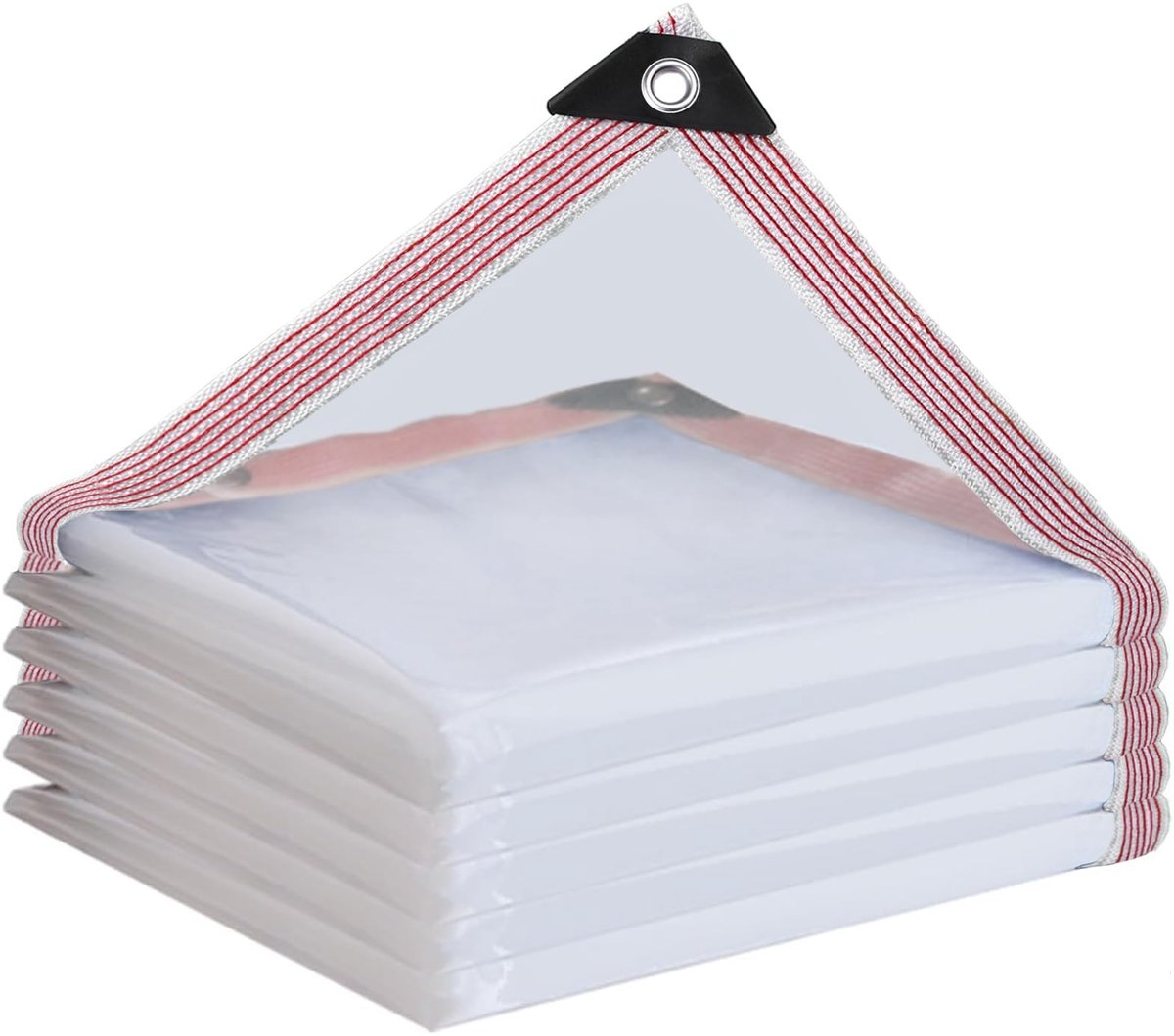 Omgoods - Transparante Zeil met Oogbedekking - Tarp voor Tuinmeubelen, Boerderijen, Balkons (Witte Rand, 3x1m)