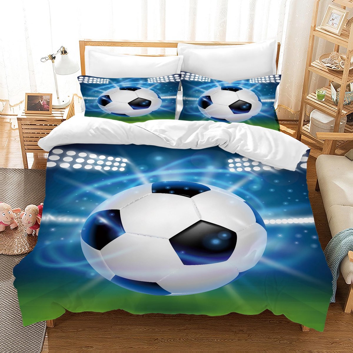 Omgoods - Voetbal Dekbedovertrek Set voor Kinderen en Jongeren
