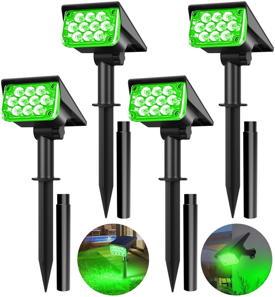 Omgoods - 4 Stuks Zonnelamp voor Buiten - Waterdichte Draadloze Tuinverlichting