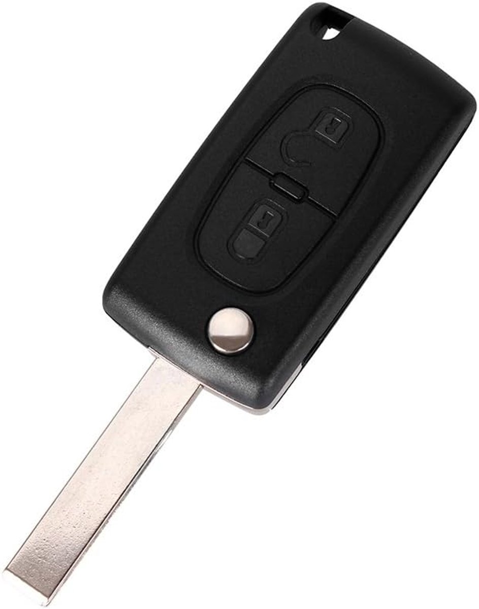 Sleutelbehuizing voor Peugeot 207 307 308 3008 5008 807 Expert Partner C2 C3 C4 C8 Berlingo Jumpy - CE0523-2 toetsen - lemmet met groef - model zonder batterijvak