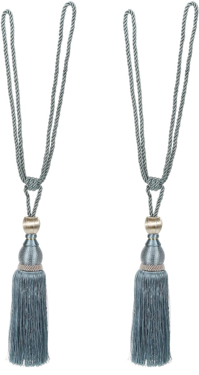 Omgoods - Elegante Handgemaakte Gordijntouwen met Tassel - 2 Stuks Blauw Grijs