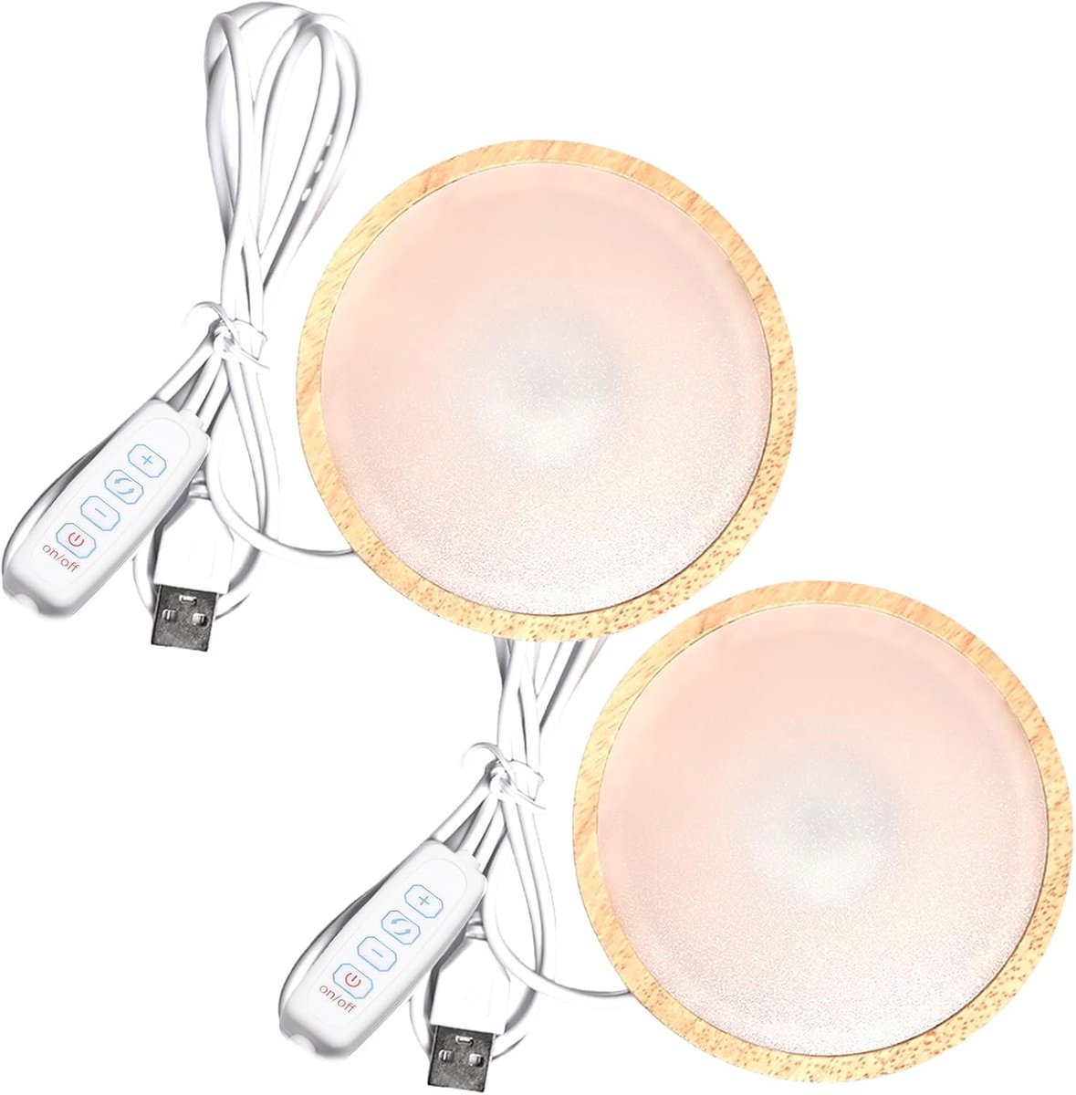 sokkel, 2 stuks, 3 kleuren, houten verlichting, houten led-lichtsokkel, ronde ledverlichting, sokkel voor glasblok, sfeerverlichting, bolvormig glaskristalkunstwerken (warm licht)