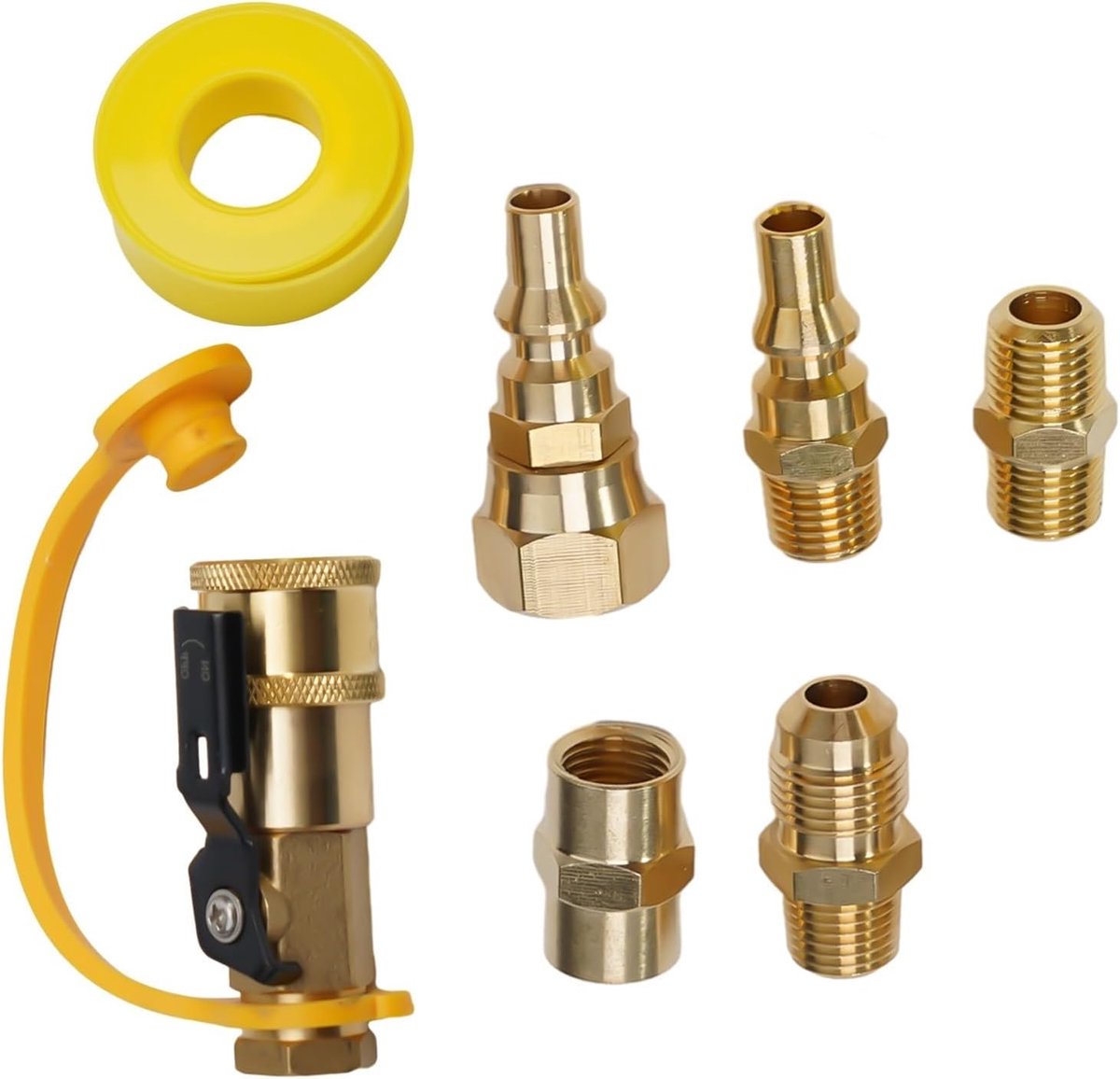 7 STKS Propaan Quick Connect Fittingen, RV Propaan Verbinding Adapter Valve Kit 3/8 "Flare X 1/4" Voor Gas Apparaten
