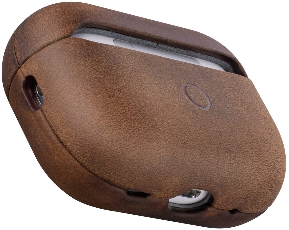 Omgoods - Vintage Leren Hoes voor AirPods Pro 2 - Retro Indiana-Jones Stijl, Donkerbruin
