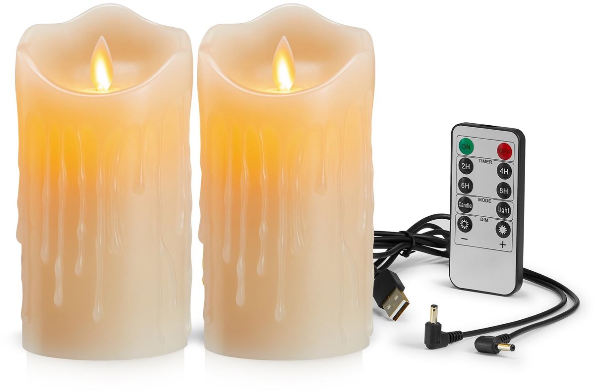 Omgoods - Flameless Candles [2 Pack] - Oplaadbare LED Kaarsen met Realistische Vlam en Afstandsbediening