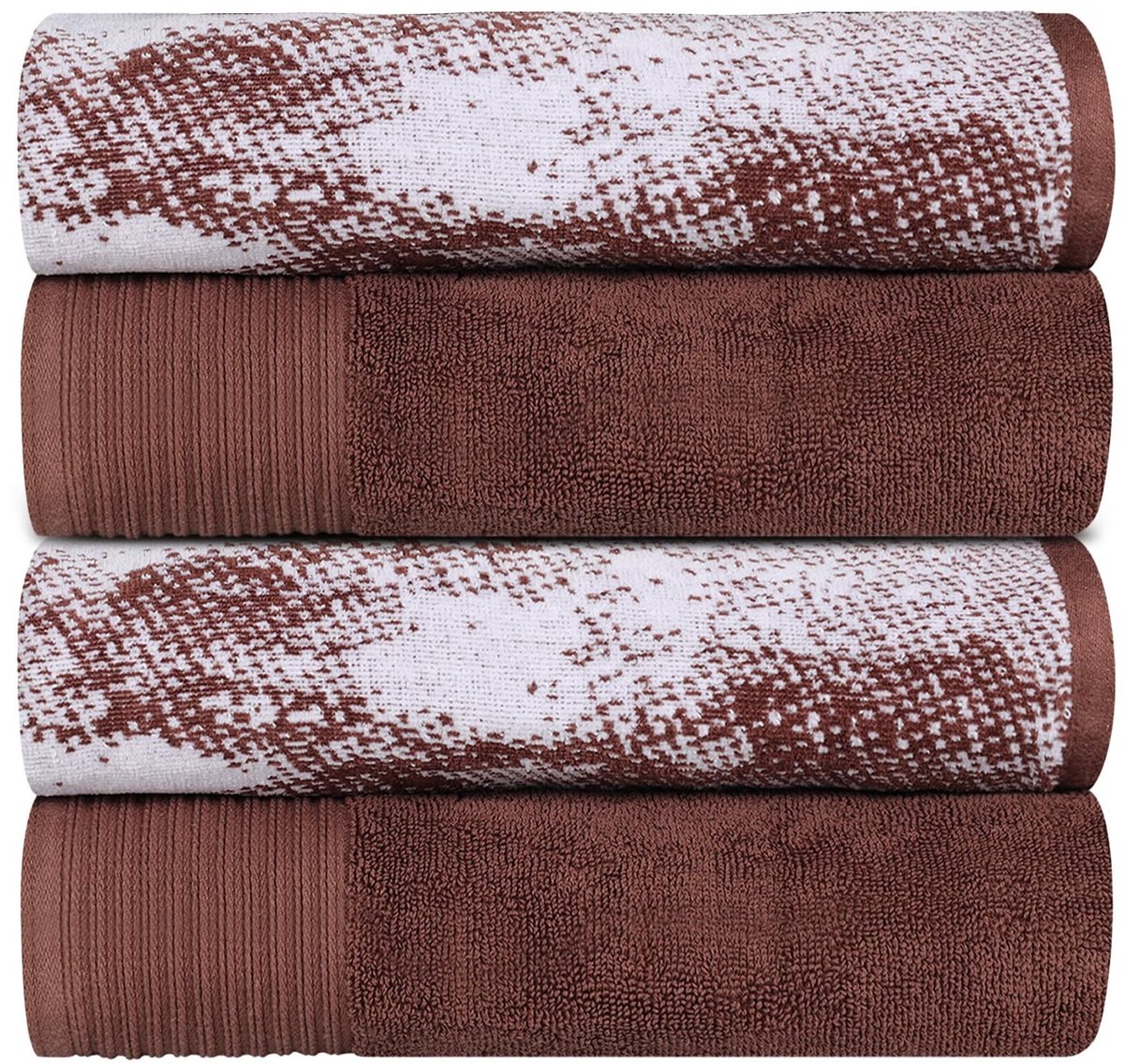 Omgoods - Set van 4 Luxe Katoenen Badhanddoeken - Sneldrogend en Absorberend Bruin