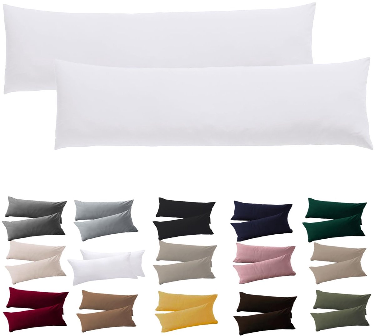 Omgoods - Set van 2 Kussenslopen voor Zijslapers 40 x 145 cm Wit