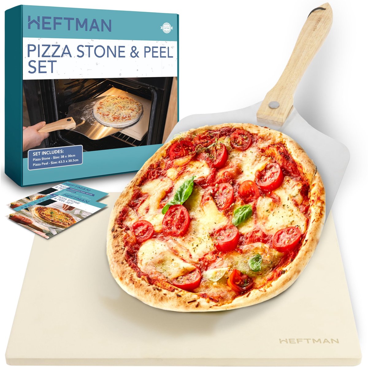 Omgoods - Pizzasteen en Schep Set voor Oven en Grill