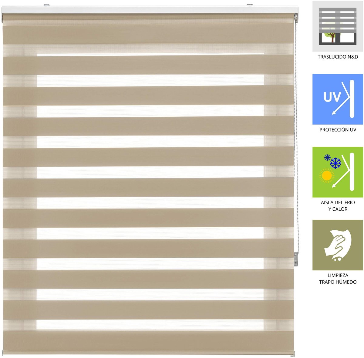 Omgoods - Elegant Rolgordijn voor Dag en Nacht - 100 x 180 cm - Beige