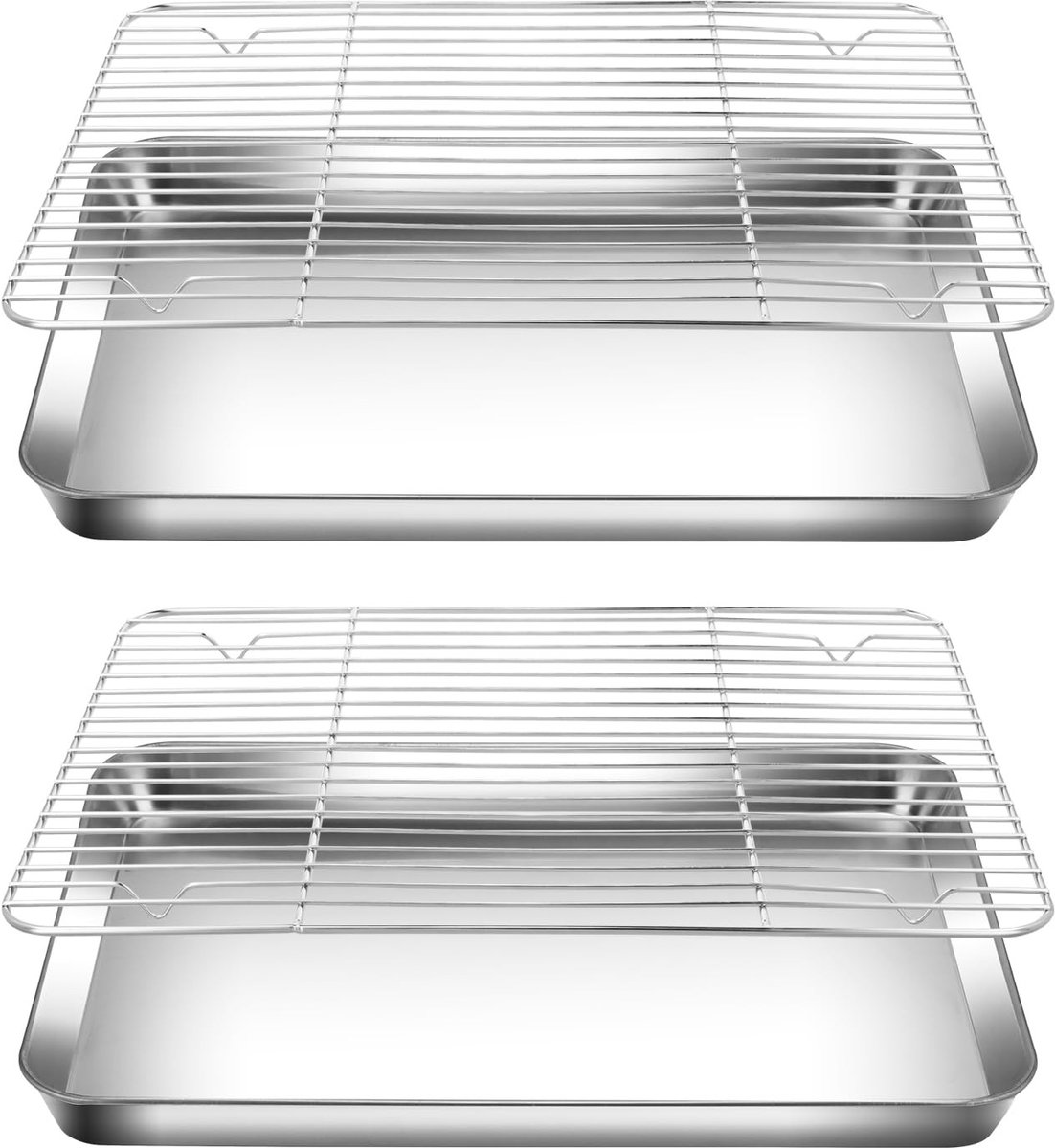 Omgoods - Set van 4 Bakplaten met Koelrooster - Bakvormen voor Bakken en Roosteren