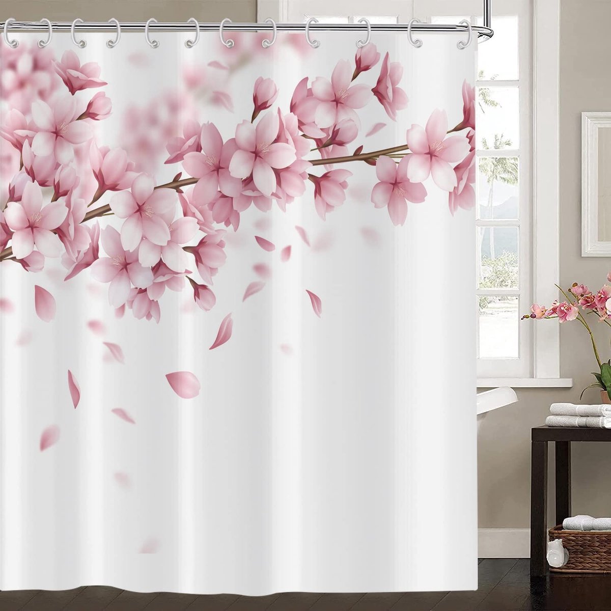 Omgoods - Bloemen Douchegordijn 240 x 180 cm Waterdicht Polyester