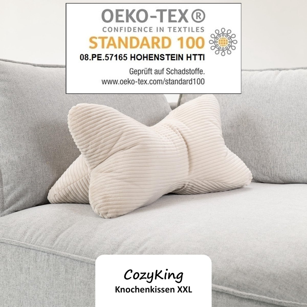 Omgoods - Leseknochen XXL 60x30x30 cm - Beige Leeskussen voor Nek en Knie
