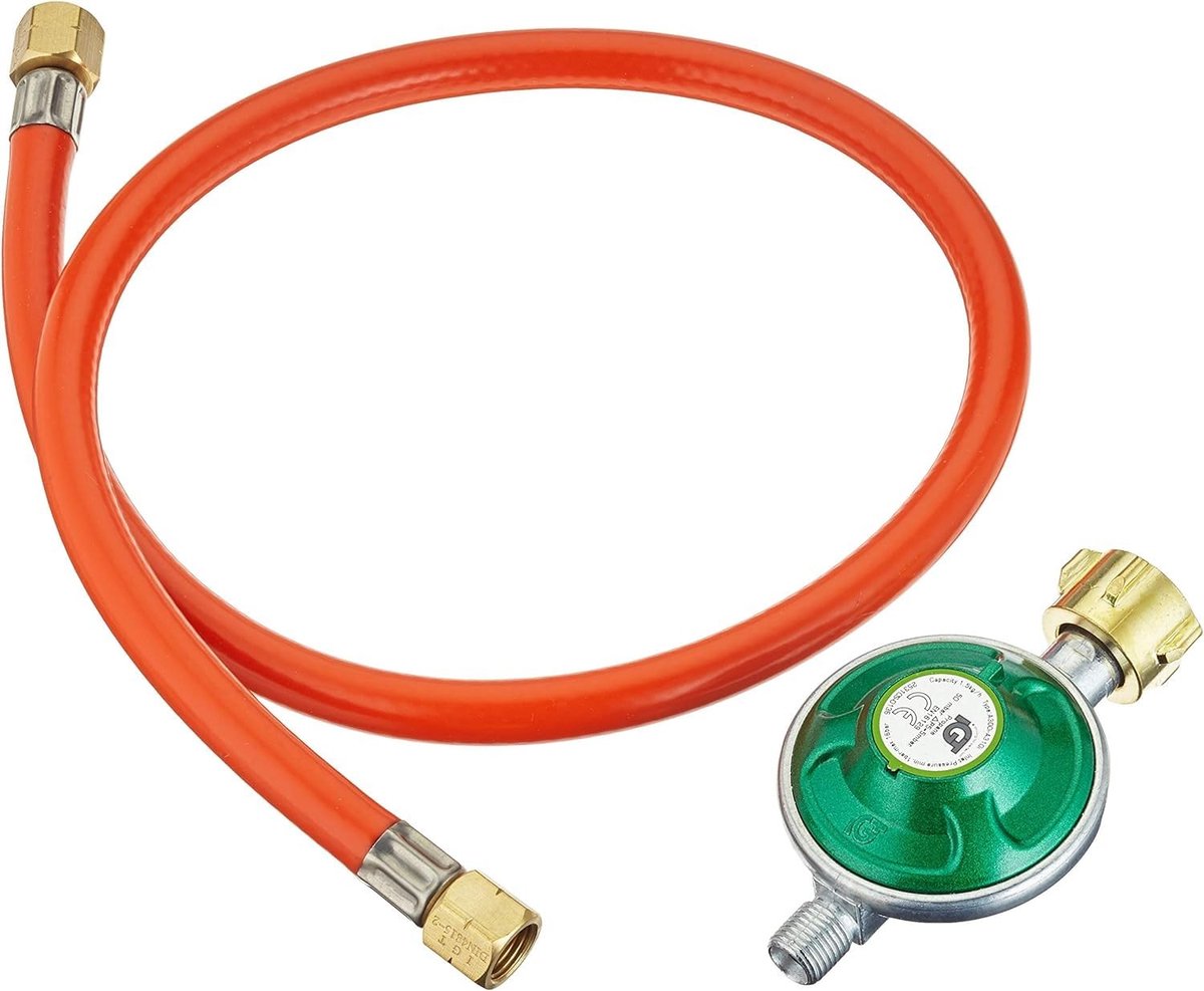 Omgoods - 50 mbar Drukregelaar voor Gasbarbecues - Inclusief Gas Trousers 80 cm