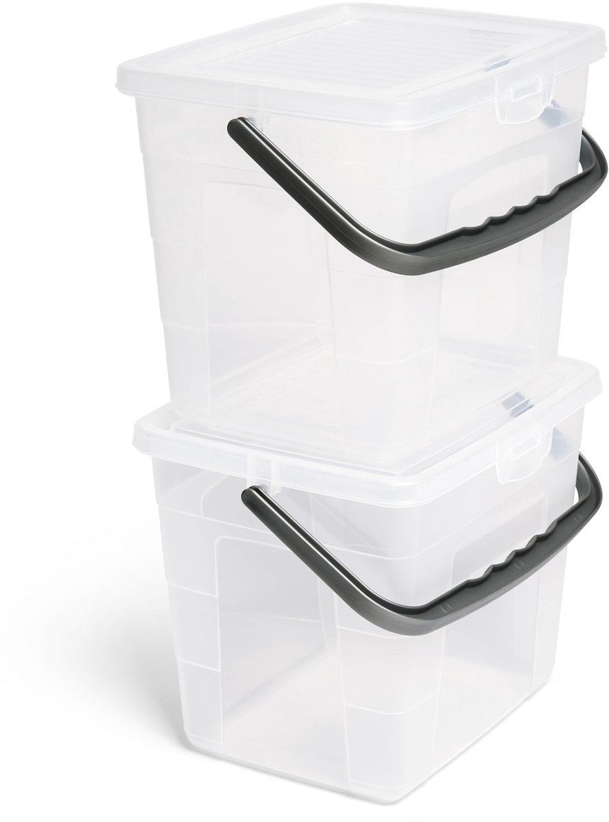 Omgoods - 2x Wasmiddelopbergdoos met Deksel - Transparante Box voor Waspoeder