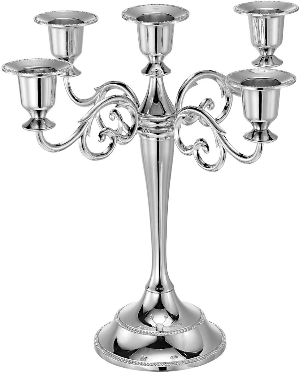 Omgoods - Metalen Kandelaar voor Conische Kaarsen, 5-armen Kandelaar voor Tafeldecoratie