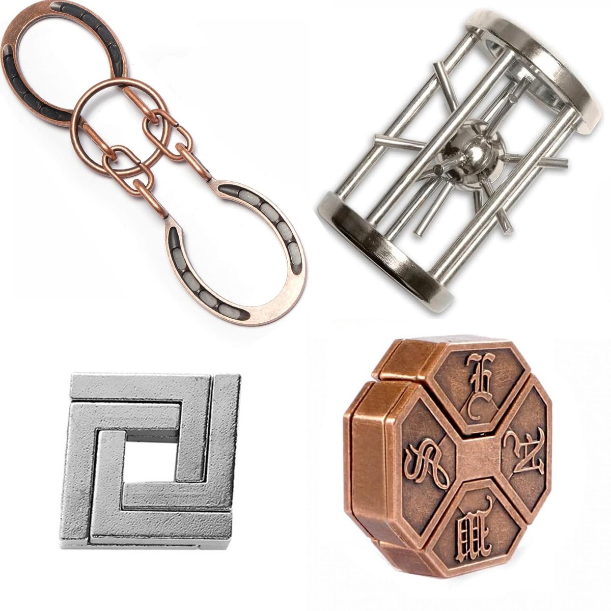 Omgoods - 4 Stuks Magic Block Puzzels - Metalen Puzzel voor Breintraining