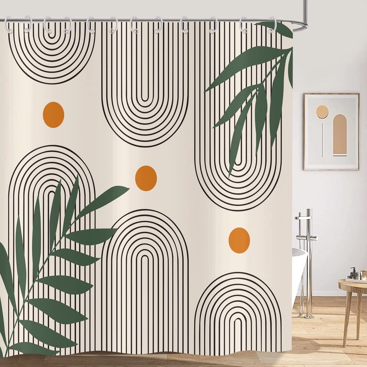 Omgoods - Bohemian Douchegordijn 180x200cm Abstract Groene Bladeren