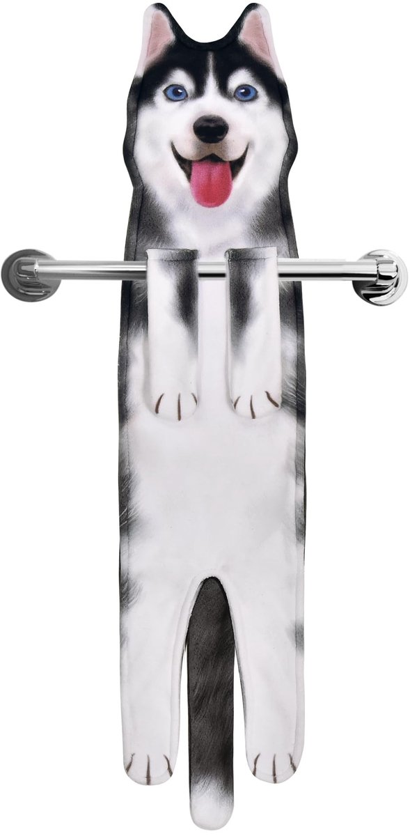 Omgoods - Grappige Husky Hond Handdoek voor Keuken & Badkamer