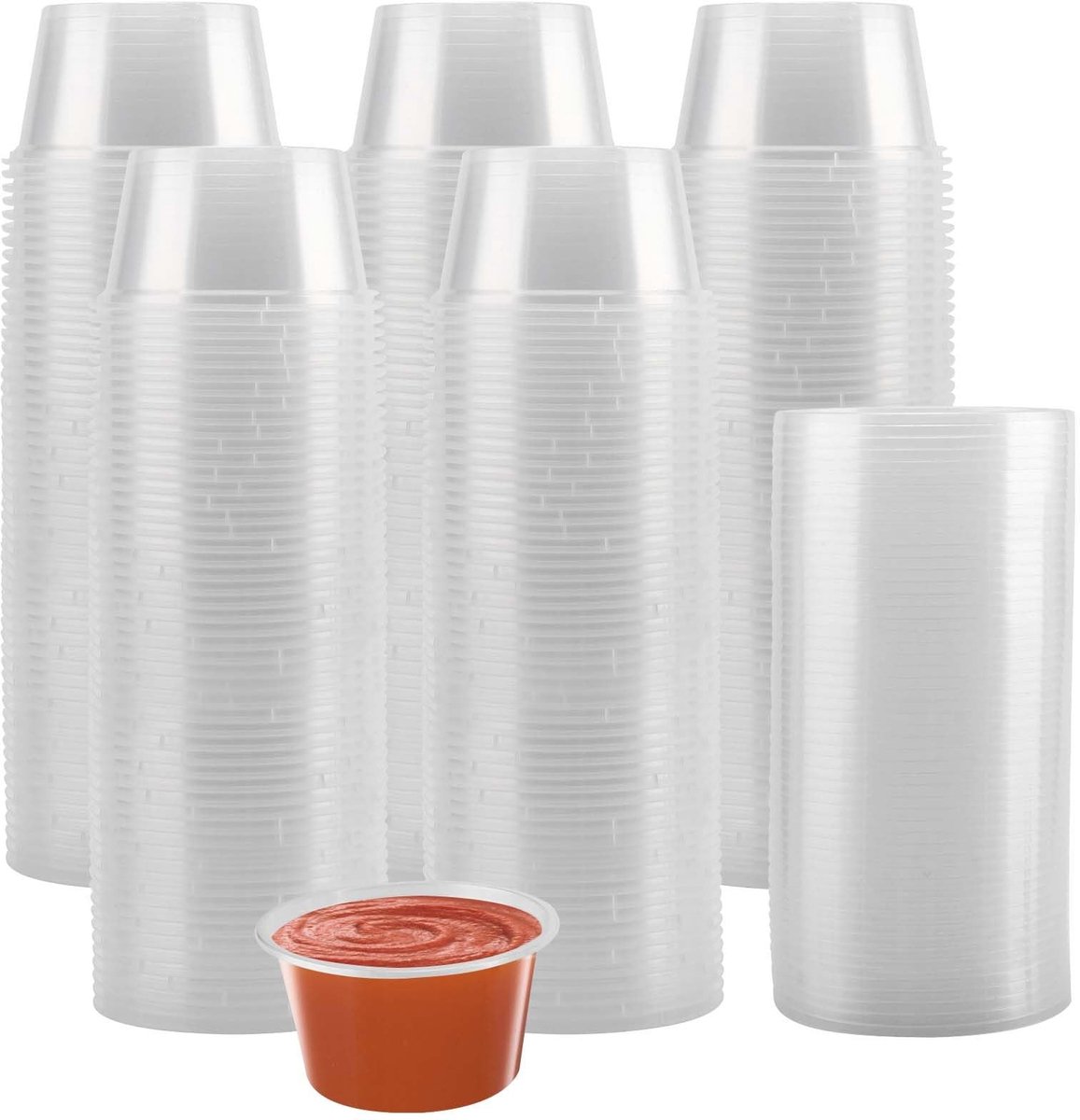 Omgoods - 200 Stuks Plastic Saucepotjes 118ml met Deksel