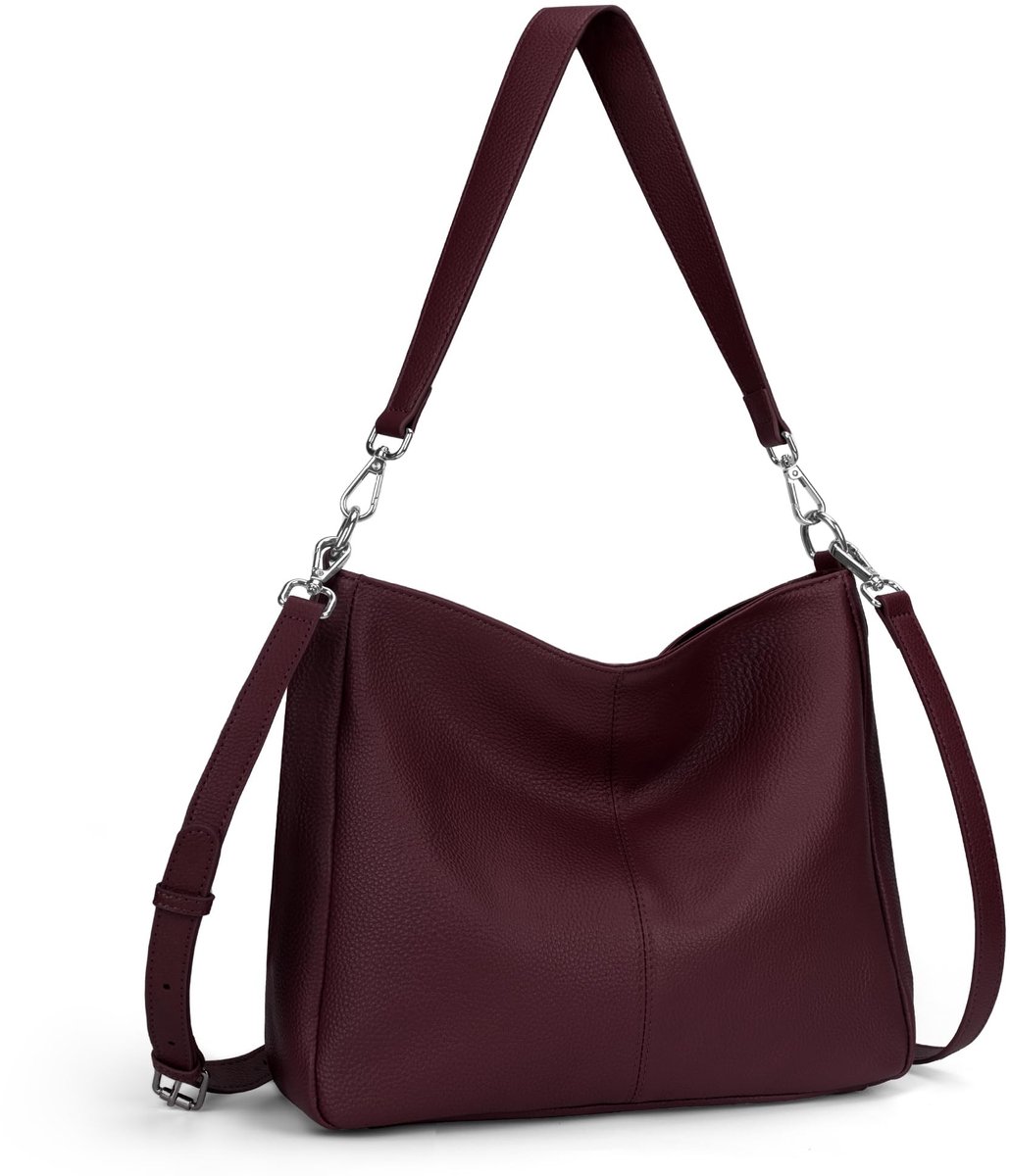Omgoods - Echte Leren Hobo Tas voor Vrouwen - Handtas en Schoudertas met 2 Schouderbanden
