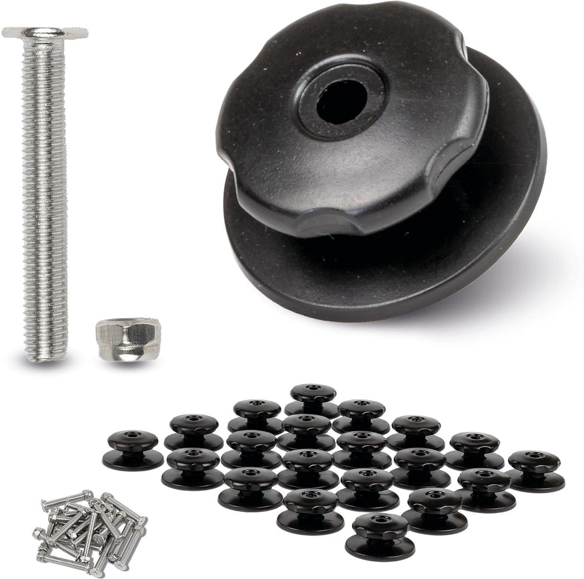 20 ronde knoppen met schroeven en veiligheidsmoeren, dekzeilknoppen, perfect voor het bevestigen van aanhangernetten en dekzeilen