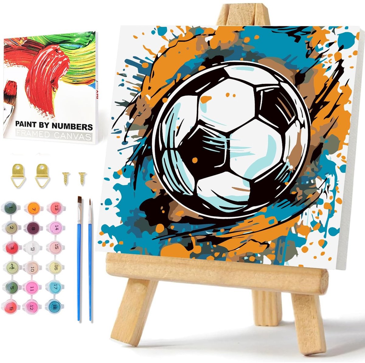 Omgoods - Schilderen op Nummer Voetbal met Lijst en Doos - Kinderen