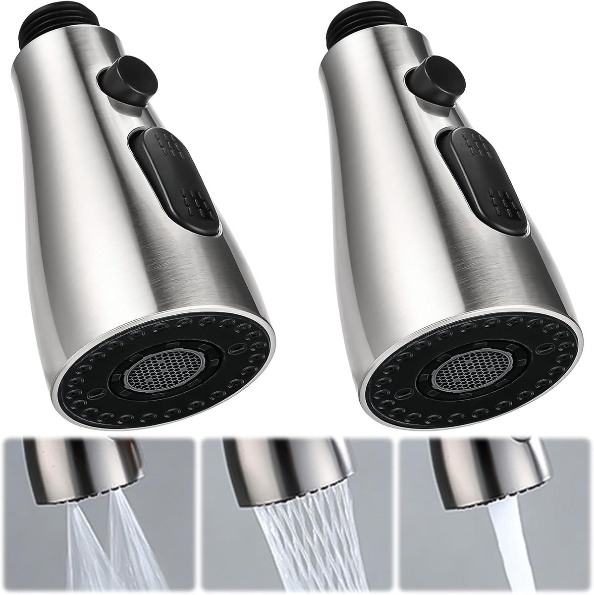 2 stuks 3-functies keukenkraan sproeikop, 3 modi douchekop keukenkraan G1/2, anti-splash douchekop keukenarmatuur, voor keuken en badkamer