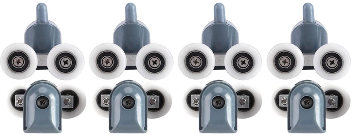 Veiyi 8 stuks douchecabine wielen, douchedeurrollen, loopwielen, schuifdeur, geschikt voor glazen deuren met een dikte van 5 mm of 6 mm