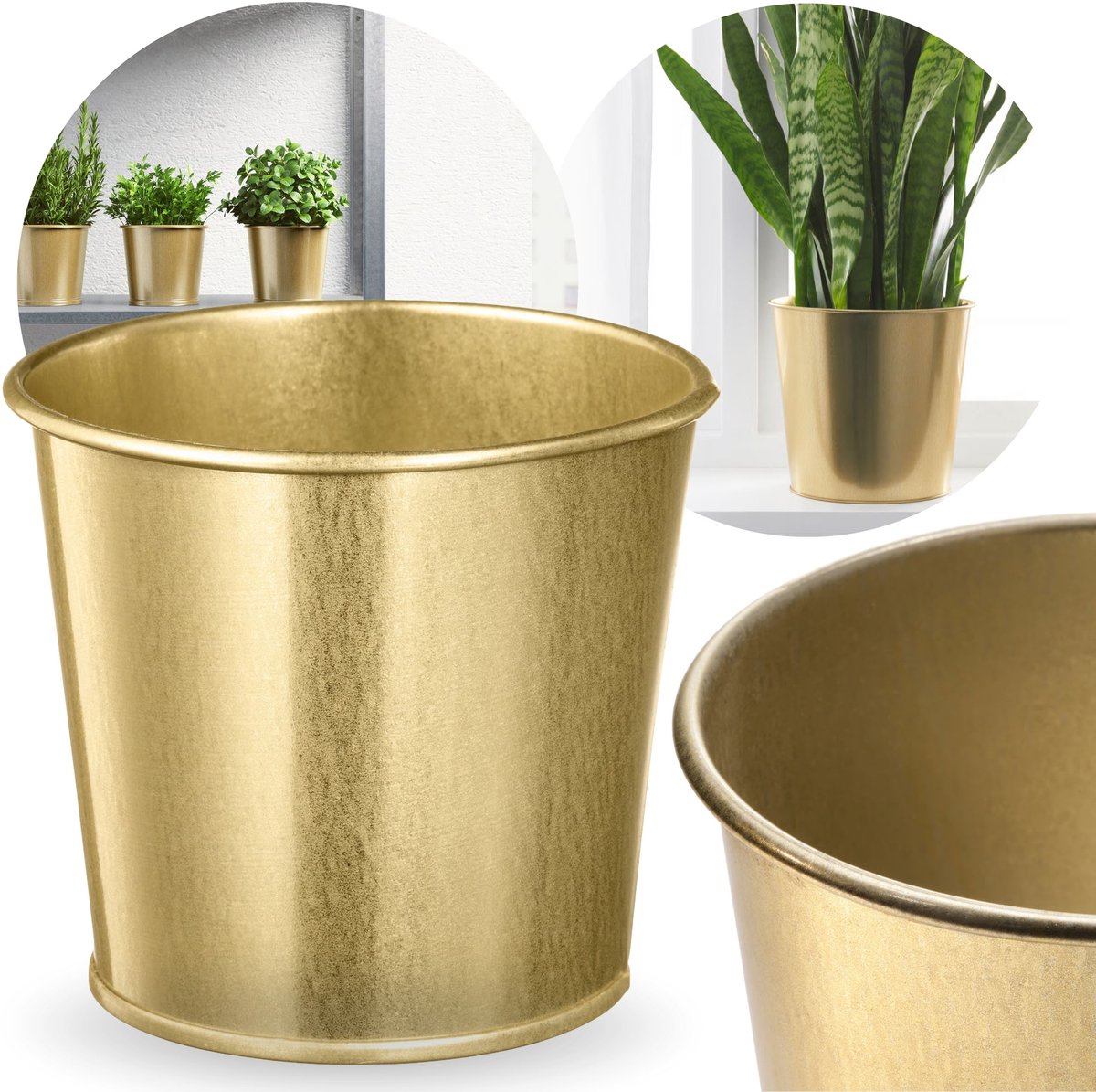 DAIDAI Gouden bloem pot, metalen glamour bloempot 19 cm