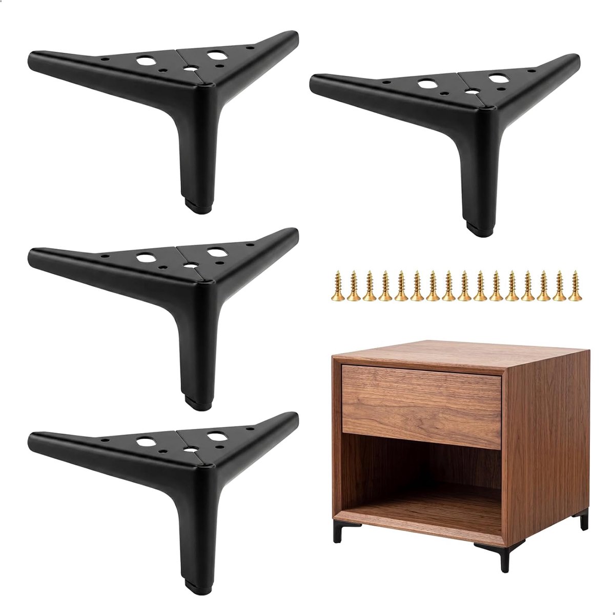 4 stuks meubelverhogingen, 8 cm, bedverhoging, antislip, tafelverhoging, poten, stabiel, tafelverhoging, roestbescherming, tot 1000 kg, voor bed, bank, bureau, stoel, koelkast (zwart)