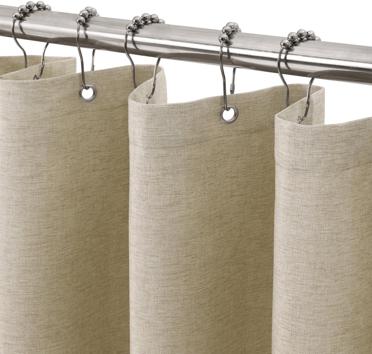 Omgoods - Douchegordijn Met Linnenstructuur Taupe 122 x 182 cm