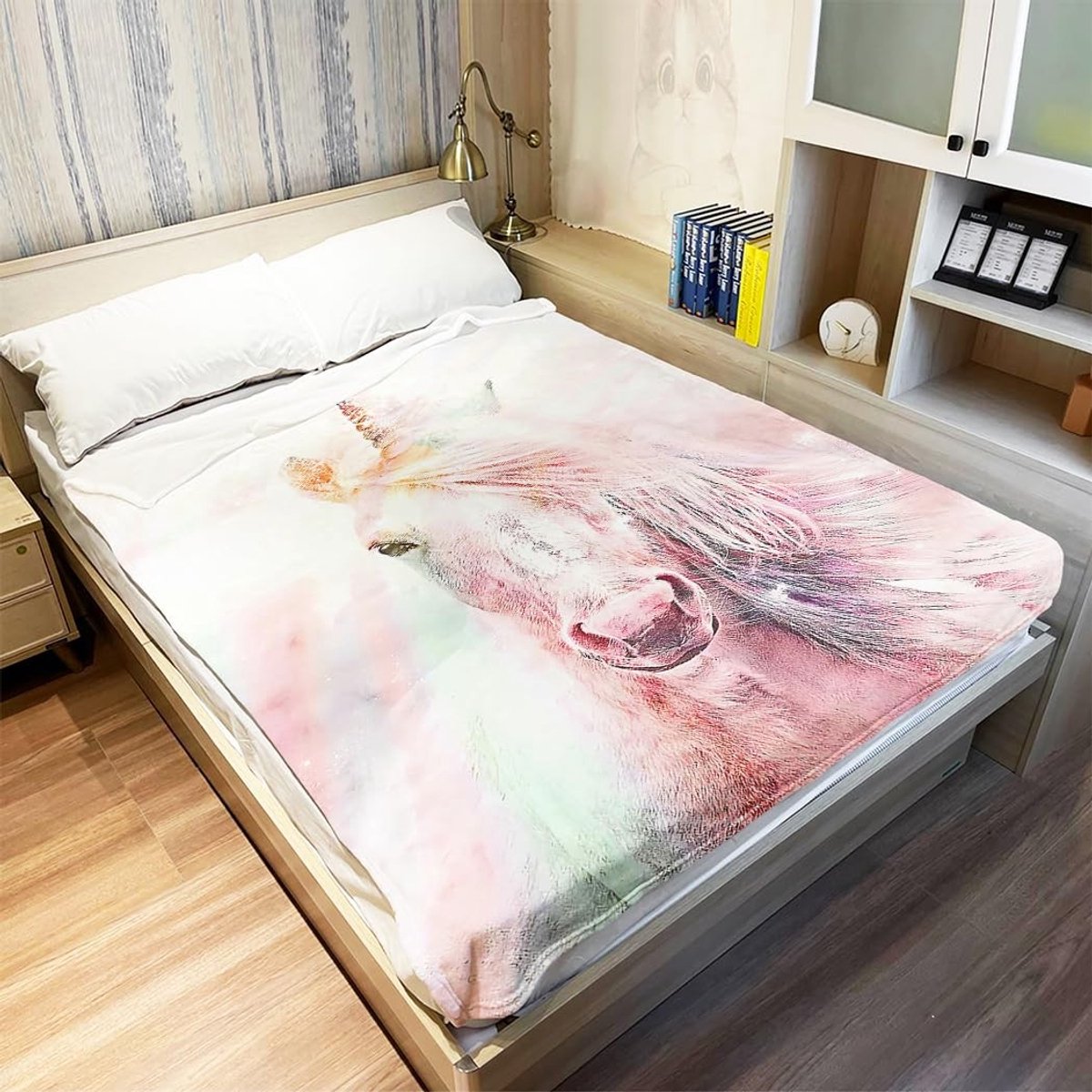 Omgoods - Fleece Deken met Eenhoorn - 150x200 cm Multicolor Roze