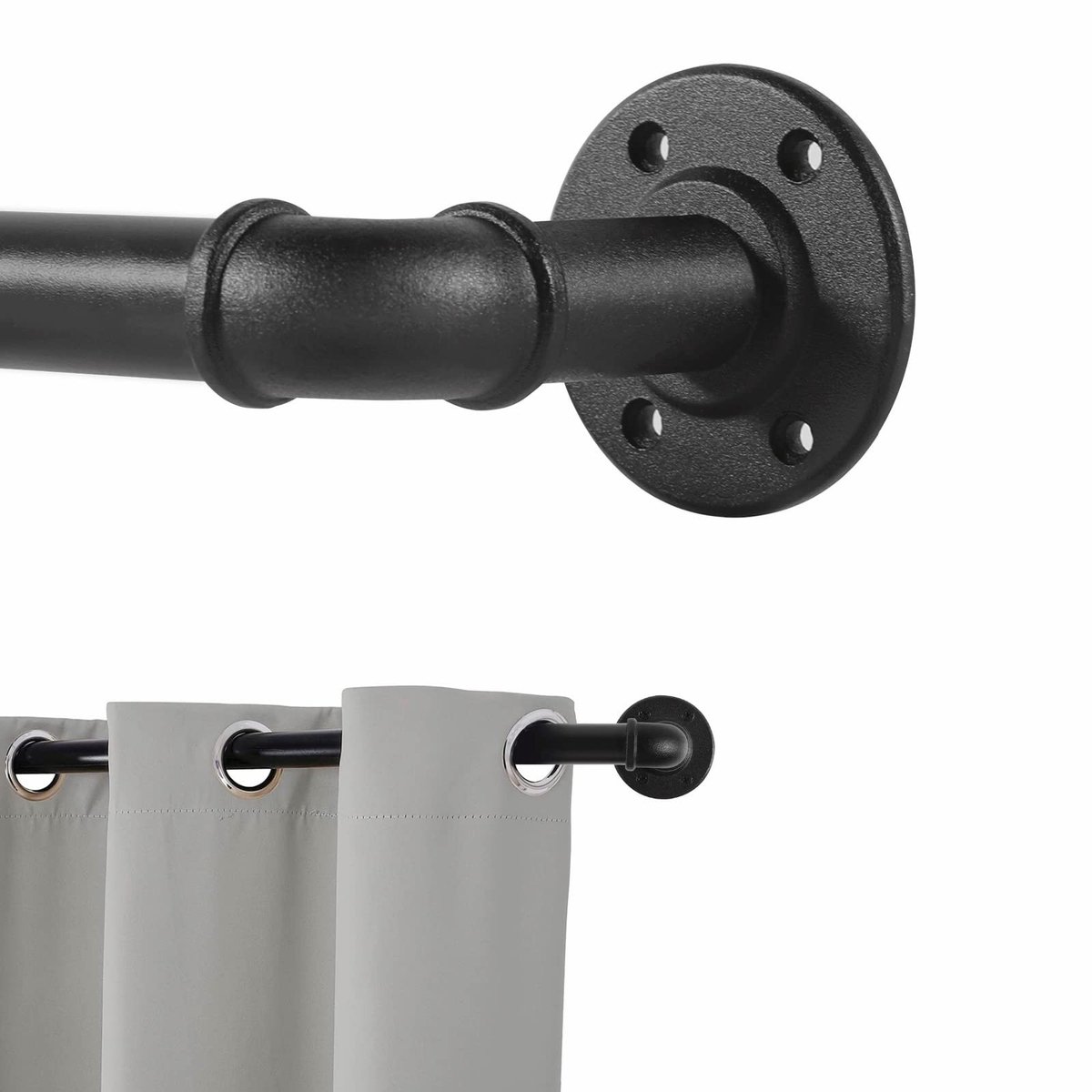 Omgoods - Zwarte Gordijnroeden voor Gordijnen met Ringen - Uitschuifbaar en Industrieel Design