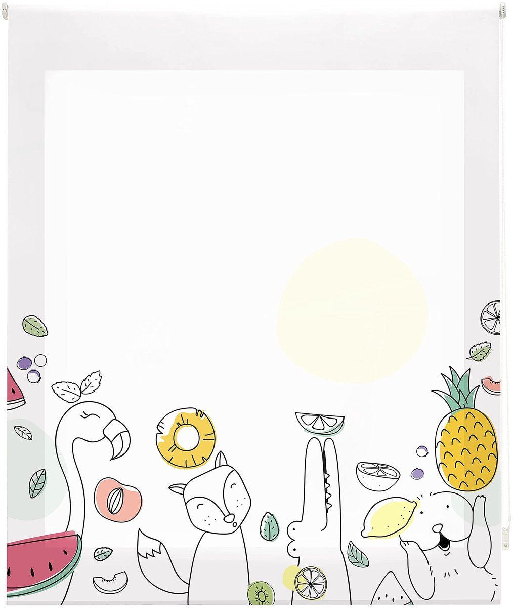 Omgoods - Kinder Rolgordijn met Digitale Print - Zoofruit, 150 x 180 cm