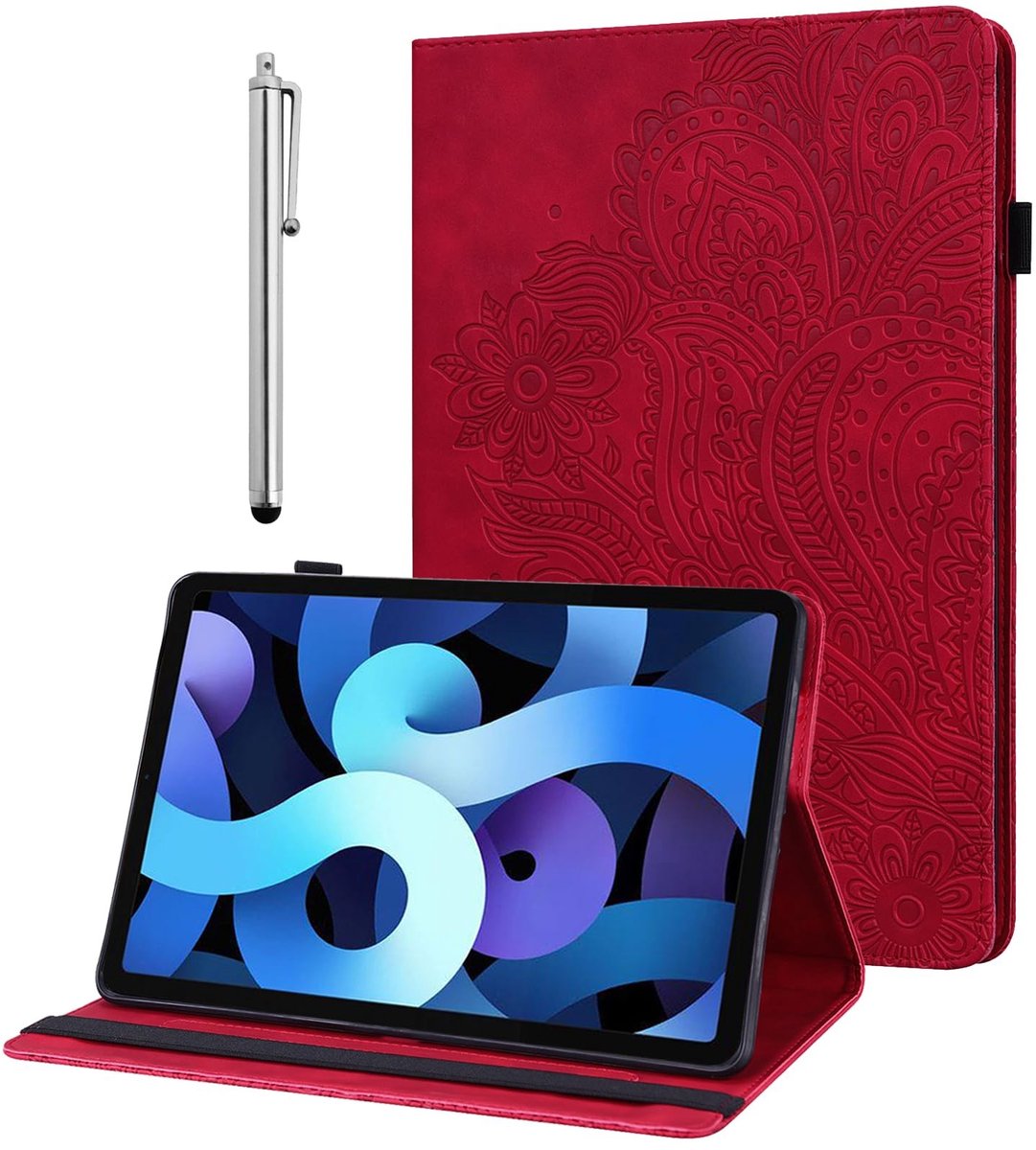 Omgoods - Case voor iPad Mini 6 2021 - Ultra-Dunne Flip PU Leren Cover met Stylus Pen en Beschermfolie Rood