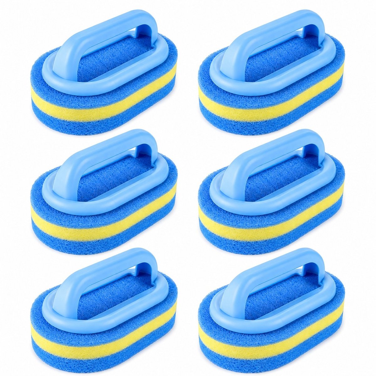 K&R Ventures® Schuurspons met Handvat - Niet-Schurend - Ergonomische Schoonmaakspons - Voor Keuken, Badkamer, Tegels & Glas - 6 Stuk
