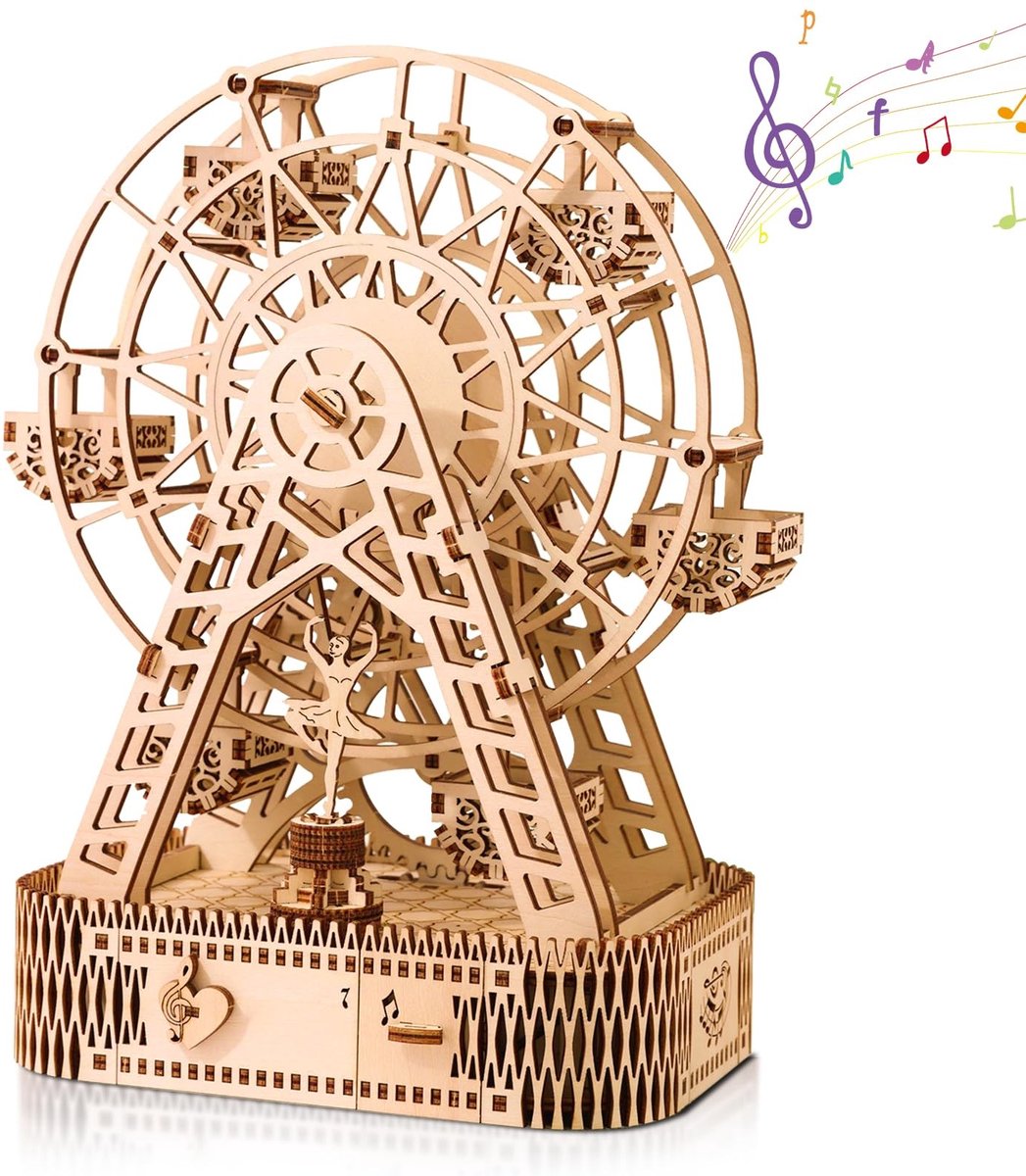 Omgoods - 3D Houten Puzzel voor Volwassenen - Ferris Wheel Opbergdoos en Modelbouwset