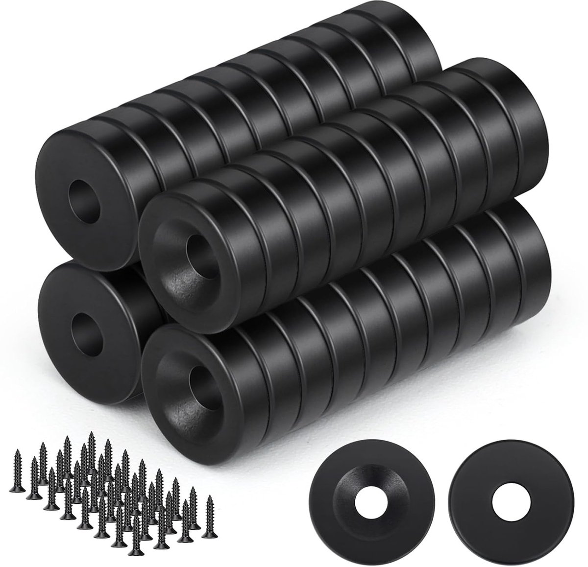 Magneten, 10 x 3 mm, mini-magneten met gat, potmagneten met schroeven, voor koelkast, whiteboard, prikbord, kantoor en knutselwerk
