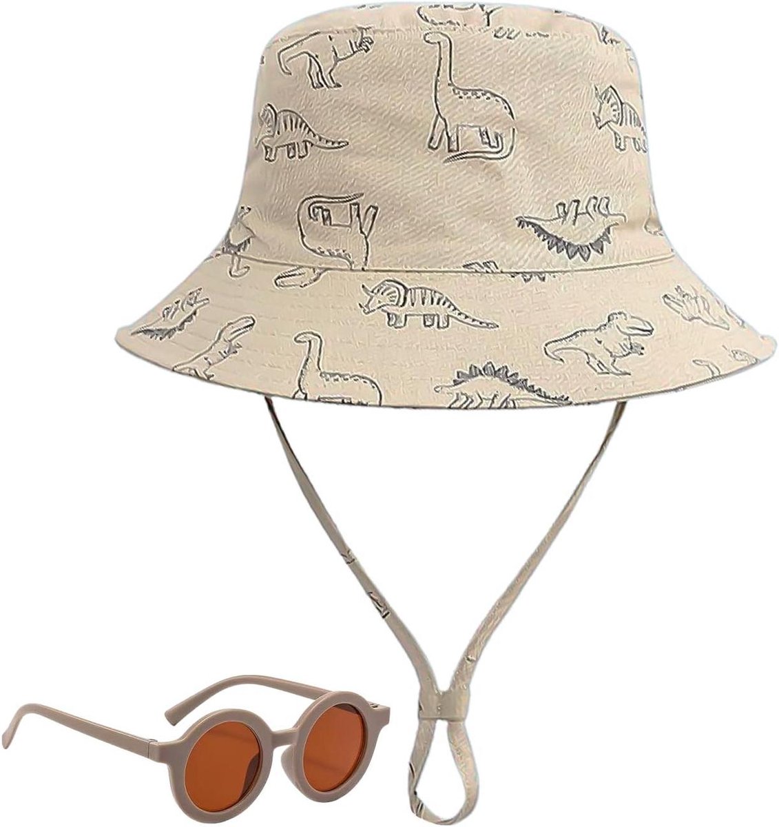 Kinder Zonnehoed - Zomerhoed Kinderen - Buitenspelen Bescherming - Met Schattig Patroon - 52 cm - Khaki