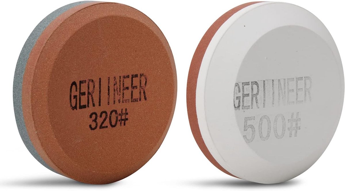 SnelShoppen - 2-in-1 Slijpsteen, Dubbelzijdige Slijpsteen voor Tuingereedschap, Keukenmessen, Scharen, As (2 Pack #4) - 150/280 en 180/320 Grit