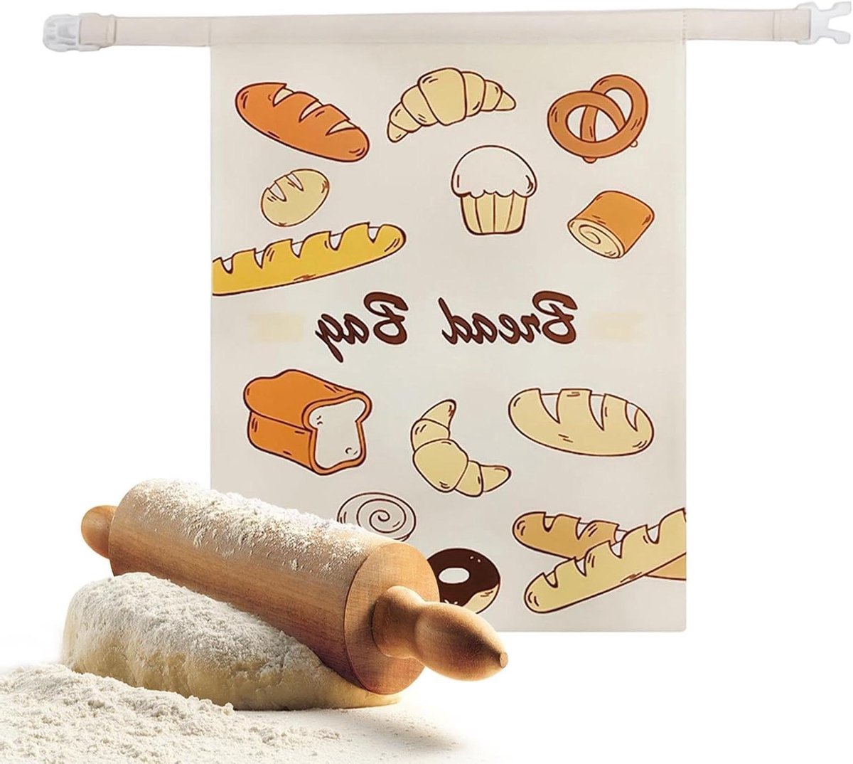 Herbruikbare Broodzak - Linnen Zuurdesembroodzak - Brood Bewaren - Vochtregulerend Ontwerp - 25B centimeter - Brood